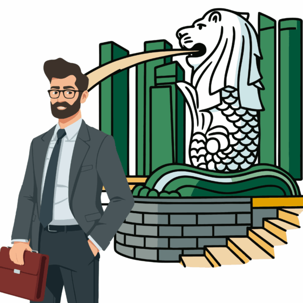 Indian entrepreneur expanding business in Singapore standing in front of Merlion, symbolizing company incorporation and tax benefits under the India-Singapore DTAA.